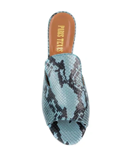Shop Paris Texas Snakeskin Print Mule Sandals In Blue