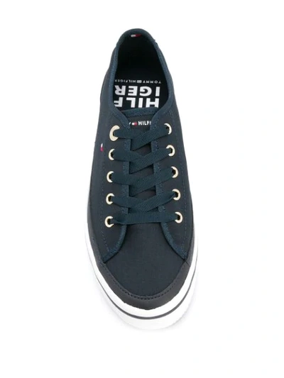 Shop Tommy Hilfiger Flatform Logo Sneakers In Blue