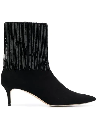 Shop Christopher Kane Embroidered Ankle Boots In 1000 Black