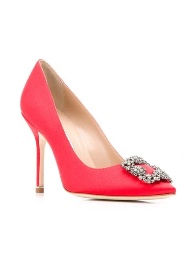 Shop Manolo Blahnik Hangisi Pumps In Red