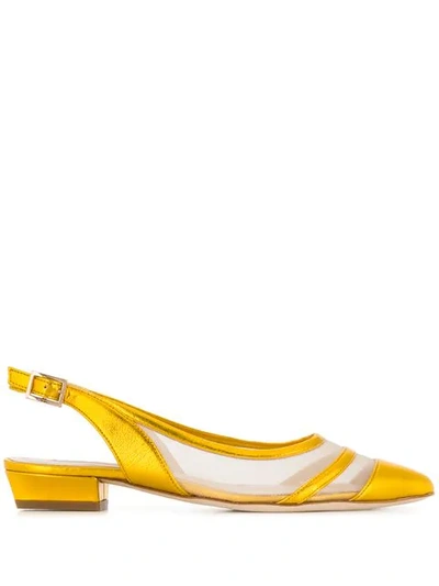 Shop Fabio Rusconi Metallic Pointed Sandals In Yellow