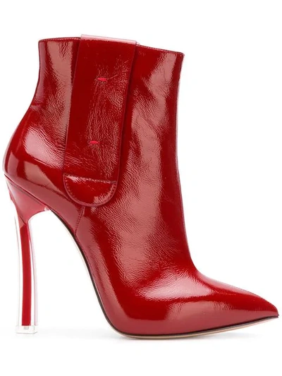 Shop Casadei Varnished Ankle Boots - Red