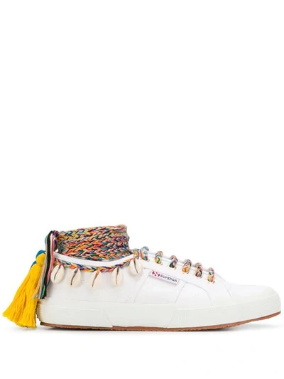 Shop Alanui X Superga Cowrie Shell Sneakers In White