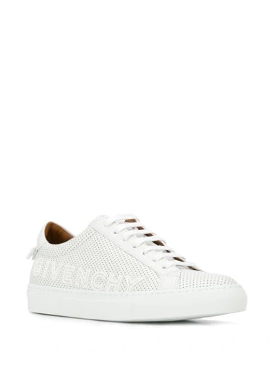 Shop Givenchy Logo Perforated Sneakers In White