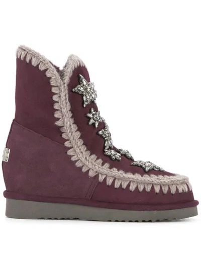 Shop Mou Crystal Embellished Boots In Pink