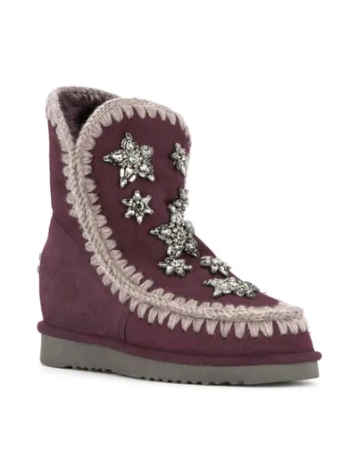 Shop Mou Crystal Embellished Boots In Pink