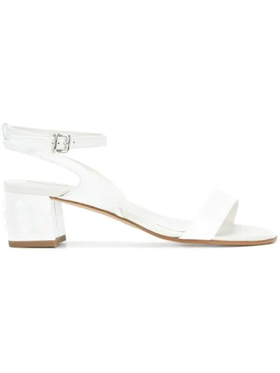 Shop Tod's Stud Detail Block-heel Sandals In White