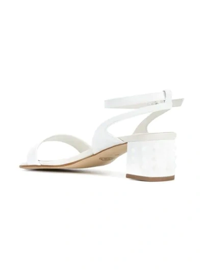 Shop Tod's Stud Detail Block-heel Sandals In White