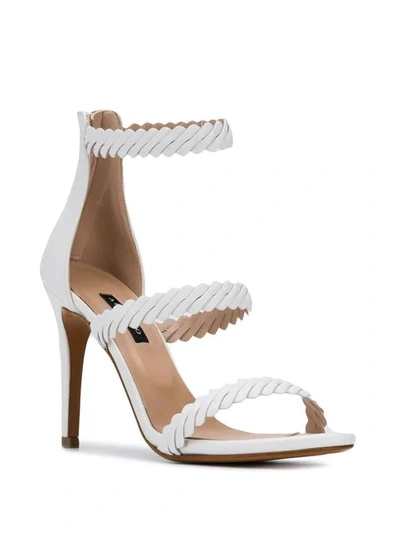 Shop Albano Textured Strap Sandals In White