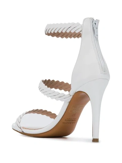 Shop Albano Textured Strap Sandals In White