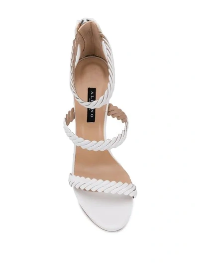Shop Albano Textured Strap Sandals In White