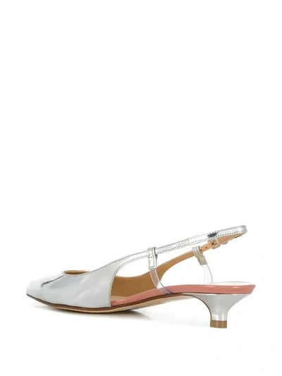 Shop Francesco Russo Pointed Slingback Pumps In 209 Silver