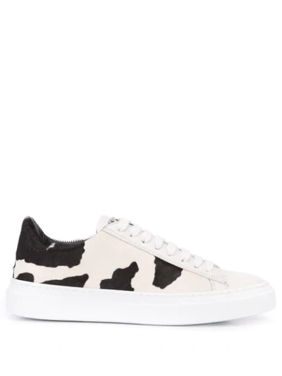 Shop Fabiana Filippi Cow Print Low-top Sneakers In White