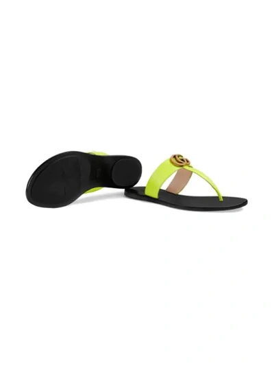 Shop Gucci Leather Thong Sandal With Double G In Yellow