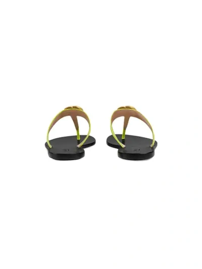 Shop Gucci Leather Thong Sandal With Double G In Yellow