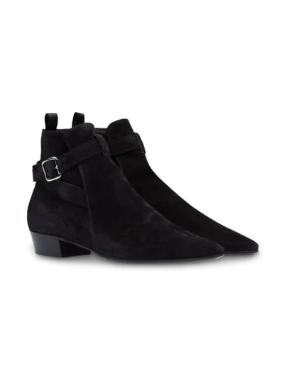 Shop Miu Miu Suede Ankle Boots In Black