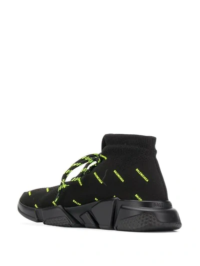 Shop Balenciaga Speed Neon Logo Sneakers In Black