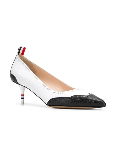 Shop Thom Browne Golf Tee Leather Low Heel In White