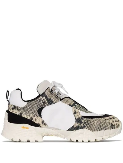 Shop Alyx Snake-effect Leather Panelled Sneakers In White