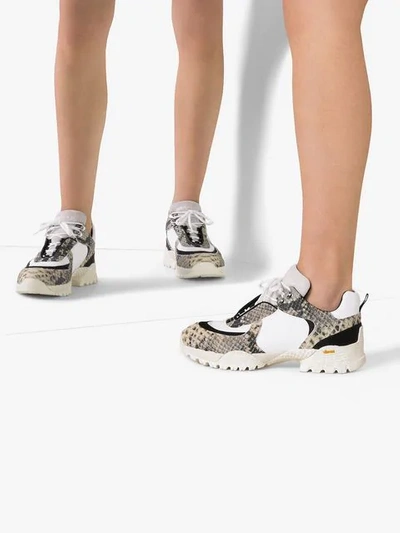 Shop Alyx Snake-effect Leather Panelled Sneakers In White