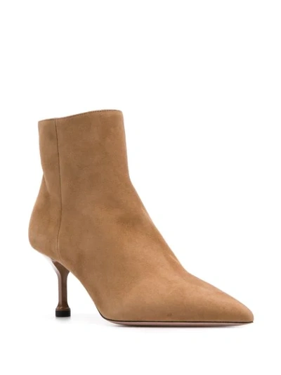 Shop Prada Pointed Toe Booties In Neutrals