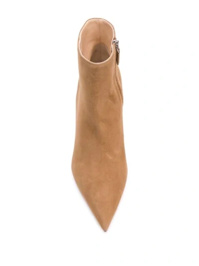 Shop Prada Pointed Toe Booties In Neutrals