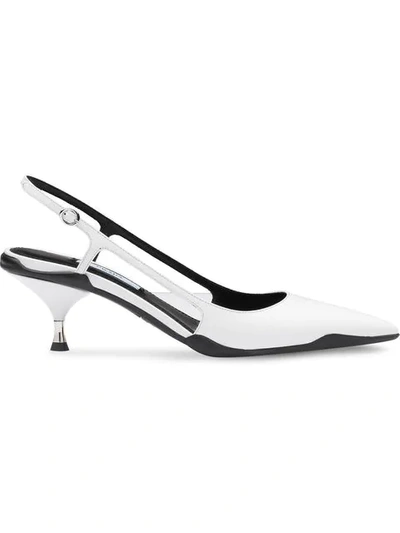 Shop Prada Slingback-pumps In White ,black