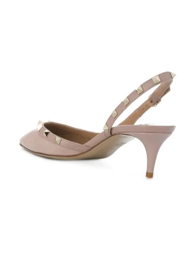 Shop Valentino Slingback Rockstud Pumps In Neutrals