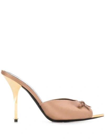 Shop Tom Ford Bow Detail Mules In Neutrals
