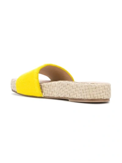 Shop Solange Sandals Fur Flatform Slides In Yellow