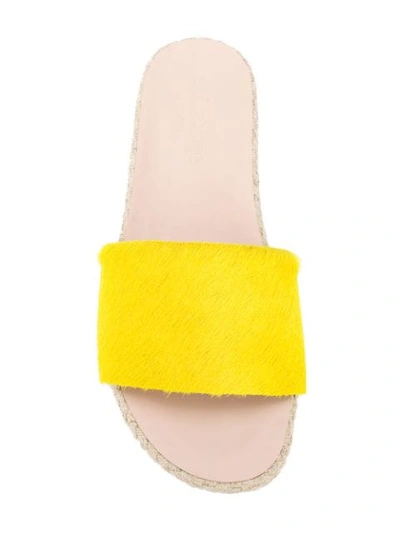 Shop Solange Sandals Fur Flatform Slides In Yellow