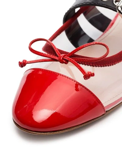 Shop Miu Miu Red And Black Buckle Pvc Ballerina Flats In F0f6x Rosso