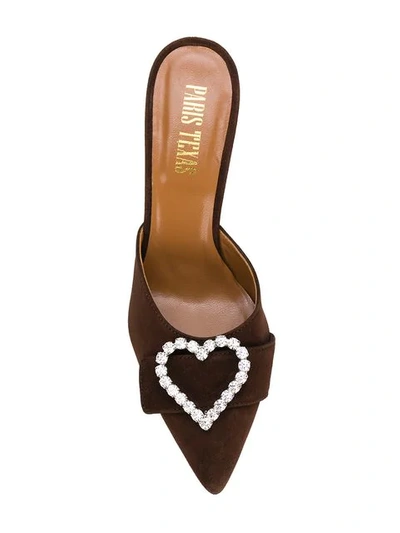 Shop Paris Texas Heart Embellished Pointed Mules - Brown