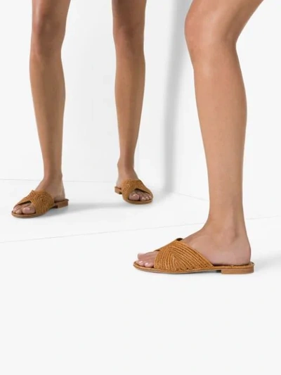 Shop Carrie Forbes Salon Raffia Flat Sandals In Brown