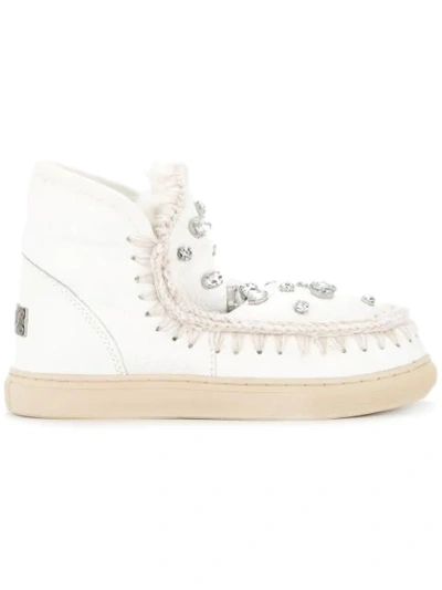 Shop Mou Eskimo Sneaker Embellished Boots In White