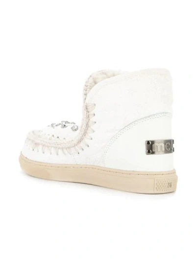 Shop Mou Eskimo Sneaker Embellished Boots In White