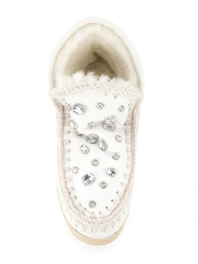 Shop Mou Eskimo Sneaker Embellished Boots In White