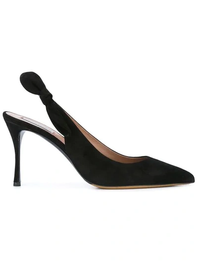 Shop Tabitha Simmons Suede Sling Back Pumps In Black