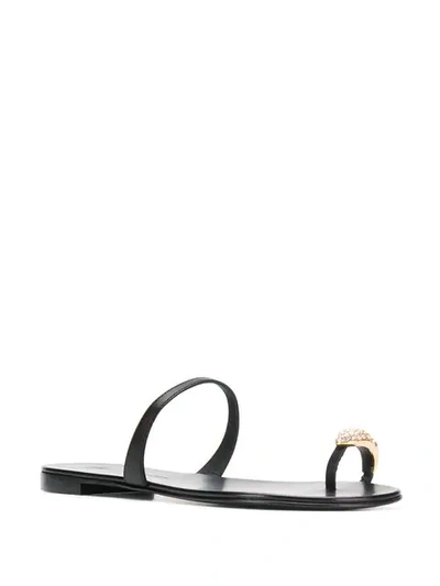 GIUSEPPE ZANOTTI 金属趾环凉鞋 - 黑色