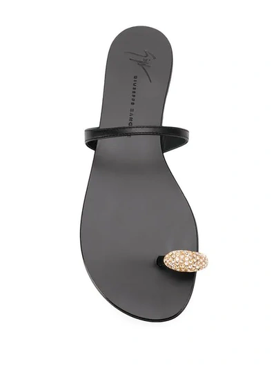 GIUSEPPE ZANOTTI 金属趾环凉鞋 - 黑色