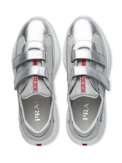 Shop Prada Touch-strap Sneakers In F0118 Silver
