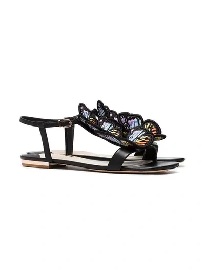 Shop Sophia Webster Multicoloured Riva Butterfly Applique Flat Leather Sandals