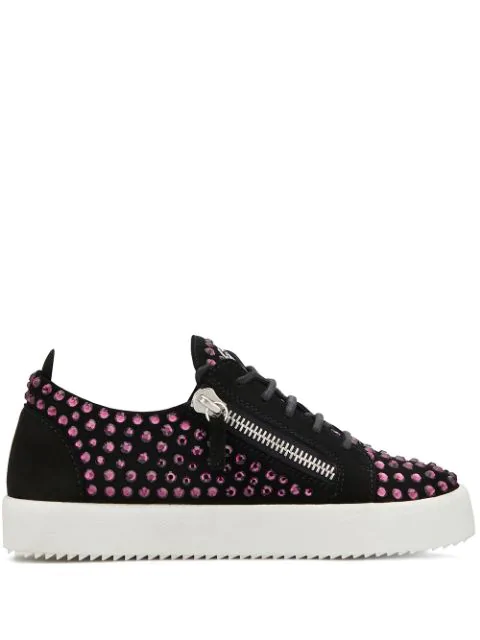 Giuseppe Zanotti Official Website Doris Crystal Embellished Sneakers In Black Modesens