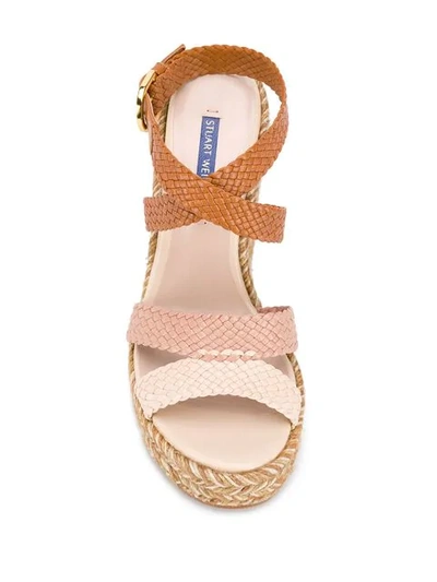 Shop Stuart Weitzman Else Woven Sandals In Neutrals