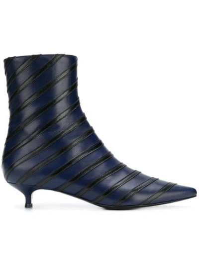 Shop Sonia Rykiel Striped Ankle Boots In Blue