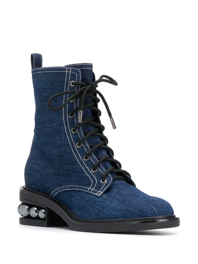 Shop Nicholas Kirkwood 'casati Pearl' Military-boots In Dark Blue