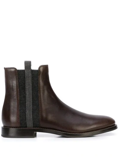 Shop Brunello Cucinelli Flat Ankle Boots In Brown