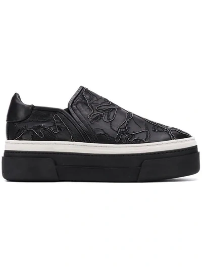 Shop Agl Attilio Giusti Leombruni Platform Slip-on Sneakers In Black