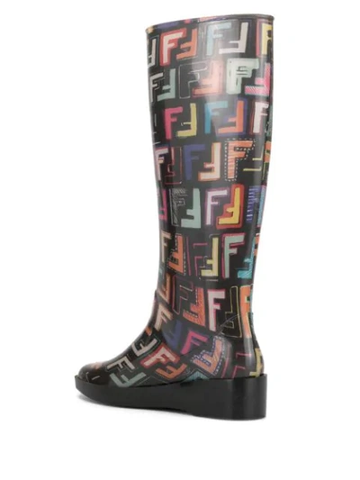 Pre-owned Fendi Rain Boots Shoes In Black