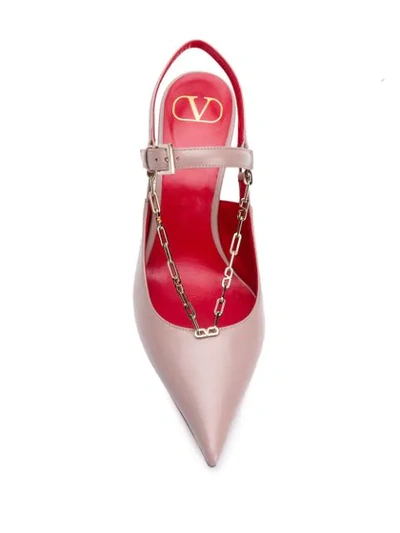Shop Valentino Chain Trim Pumps In Pink